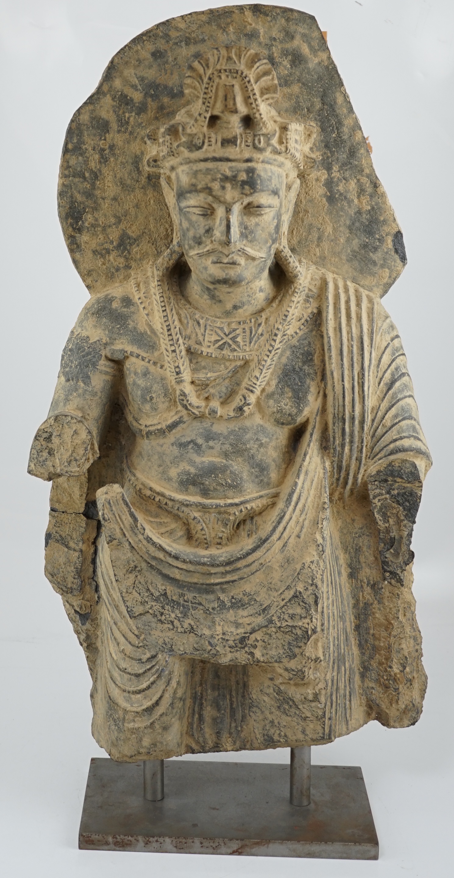 A large grey schist Bodhisattva figure, Gandhara, 2nd/3rd century A.D.